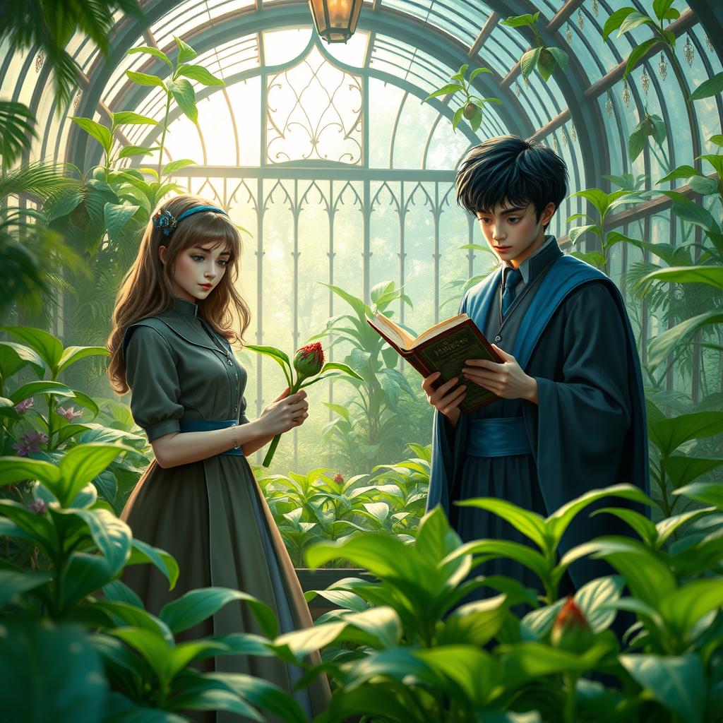 A magical greenhouse filled with mandrake plants from the Harry Potter universe