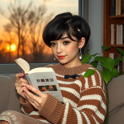 A warm and kind Persian teenage girl, 16 years old, with a round face, a well-proportioned nose, medium-sized lips, and medium-sized eyes featuring prominent black veins