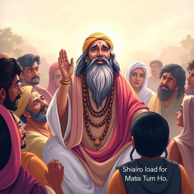 A vibrant illustration of the transformation of Ravidas Ji as a devotee and poet, embracing the path of devotion