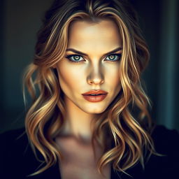 A breathtakingly stunning portrait of Scarlett Johansson, showcasing her elegant features with a dynamic expression that captures her essence