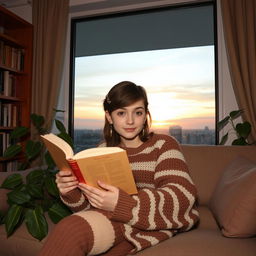 A kind and friendly 16-year-old Iranian girl with a round face, a proportionate nose, medium lips, and medium-sized eyes with black veins