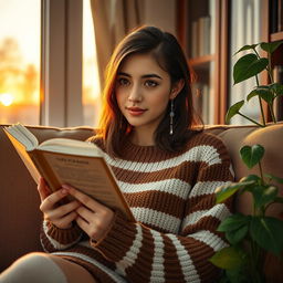 A portrait of a kind and gentle 16-year-old Iranian girl with a beautiful round face and a proportionate nose