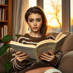 A portrait of a kind and gentle 16-year-old Iranian girl with a beautiful round face and a proportionate nose