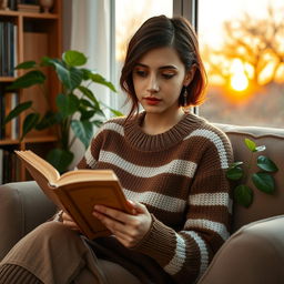 A portrait of a kind and gentle 16-year-old Iranian girl with a beautiful round face and a proportionate nose