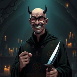 A character inspired by Lester from GTA V, depicted as a Satanist