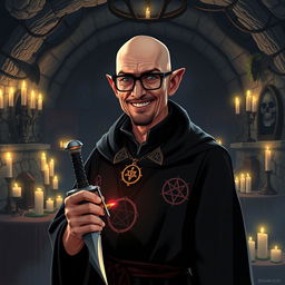 A character inspired by Lester from GTA V, depicted as a Satanist