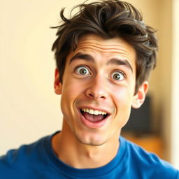 A portrait of a young man named Michael with an expression of surprise on his face