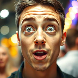 A close-up portrait of a young man named Michael, showcasing a surprised expression on his face