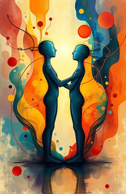 A thought-provoking and artistic representation of the concept of happiness depicted through an abstract scene