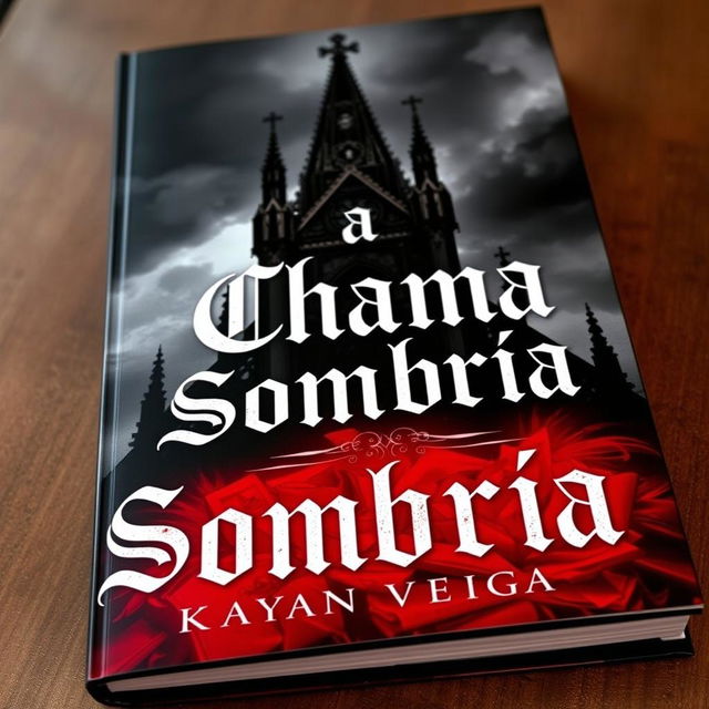 A gothic book cover featuring a striking black and red color scheme