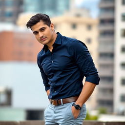 A clean-shaven male figure with strong facial features, captured in a side profile view