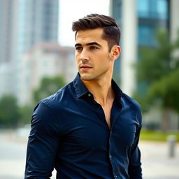 A clean-shaven male figure with strong facial features, captured in a side profile view