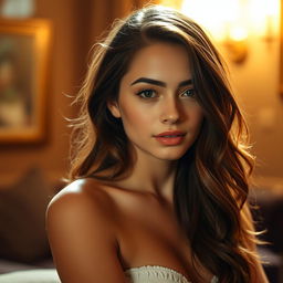 A captivating young woman in an intimate indoor setting