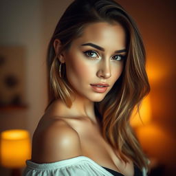 A captivating young woman in an intimate indoor setting