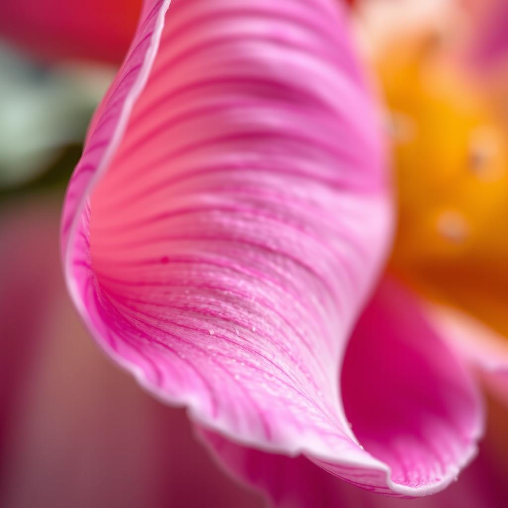 A highly detailed, realistic close-up of a flower petal, emphasizing the intricate textures and natural colors