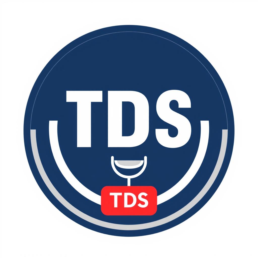 A modern, circular logo design for the YouTube channel 'TDS', featuring the name 'TDS' in bold, realistic font