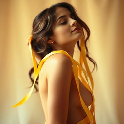 A beautiful girl experiencing a moment of deep sensual pleasure, with a serene expression on her face