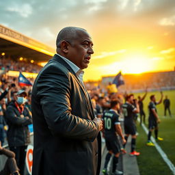 Pitso Mosimane as the head coach of Esteghlal Football Club, captured on the sidelines during an intense match