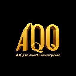 A unique, attractive, and professional 3D logo for an event management business, designed with a black background