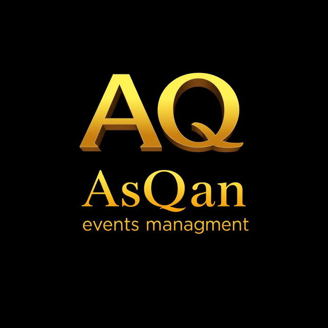 A unique, attractive, and professional 3D logo for an event management business, designed with a black background