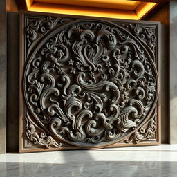 A large stone plaque intended for display in a building lobby, featuring an elaborate classic Nao motif