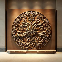 A large stone plaque intended for display in a building lobby, featuring an elaborate classic Nao motif