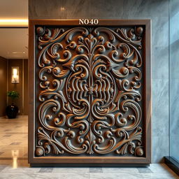 A large stone plaque designed for display in a building lobby, featuring an intricately carved classic Nao motif