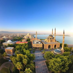 A stunning panoramic view of Urmia, showcasing its beautiful blend of modern architecture and historic buildings