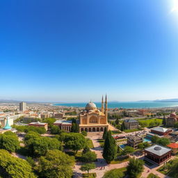 A stunning panoramic view of Urmia, showcasing its beautiful blend of modern architecture and historic buildings