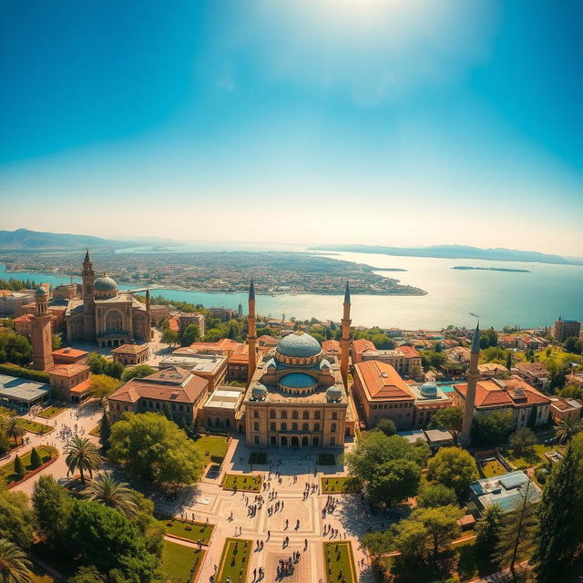 A stunning panoramic view of Urmia, showcasing its beautiful blend of modern architecture and historic buildings