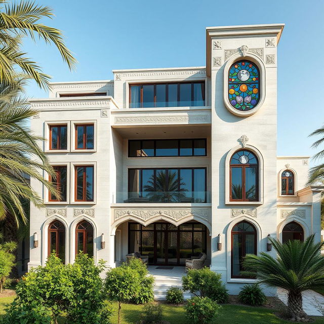 A three-story Yemeni-style house featuring a unique architectural design