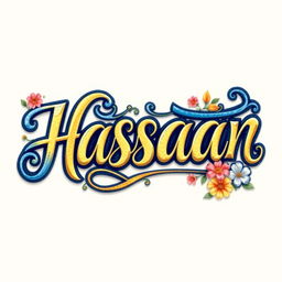 A beautifully crafted, realistic handmade illustration of the text 'Hassaan'