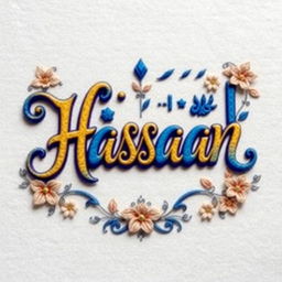 A beautifully crafted, realistic handmade illustration of the text 'Hassaan'