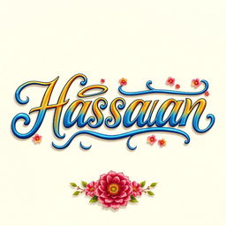 A beautifully crafted, realistic handmade illustration of the text 'Hassaan'
