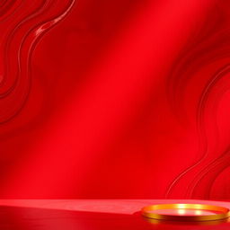 A bold and vibrant red background with various shades and textures, featuring elements of abstract art like swirling patterns, geometric shapes, and light reflections