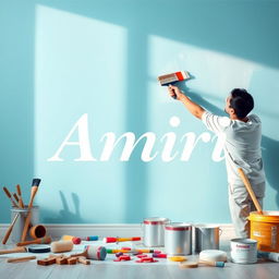 A serene poster featuring a soft galactic blue background