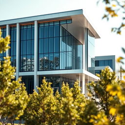 An enhanced image of a modern architectural building with clear and detailed features