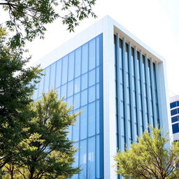 An enhanced image of a modern architectural building with clear and detailed features