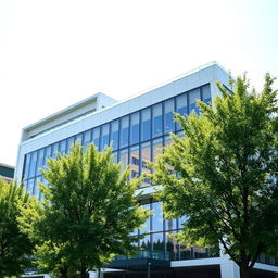 An enhanced image of a modern architectural building with clear and detailed features
