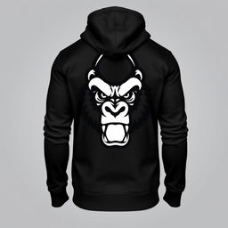 A sleek black hoodie featuring a bold angry gorilla logo in striking black and white on the front