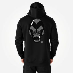 A sleek black hoodie featuring a bold angry gorilla logo in striking black and white on the front