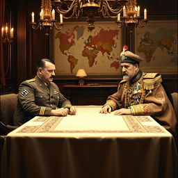 A historical meeting between Adolf Hitler and Mohammad Reza Pahlavi, the last Shah of Iran, set in the 1930s