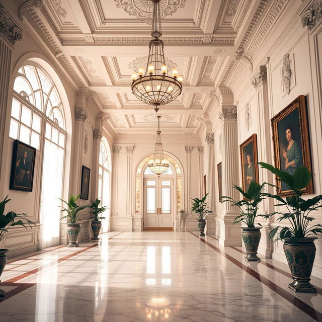 A beautifully designed interior hall featuring elegant architectural details