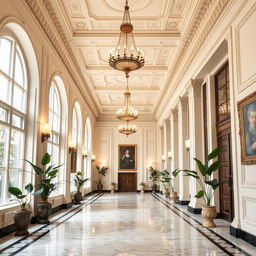 A beautifully designed interior hall featuring elegant architectural details