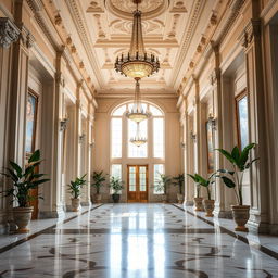 A beautifully designed interior hall featuring elegant architectural details