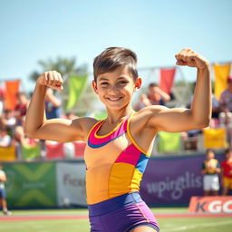 A strong athletic girl, showcasing her skills in a dynamic pose during a sports event