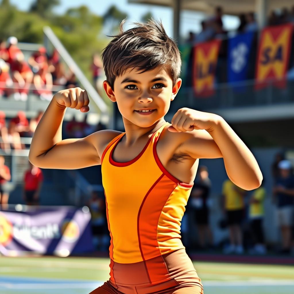 A strong athletic girl, showcasing her skills in a dynamic pose during a sports event