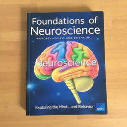 A beautifully designed book cover for a neuroscience textbook titled 'Foundations of Neuroscience'