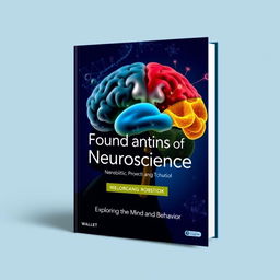 A beautifully designed book cover for a neuroscience textbook titled 'Foundations of Neuroscience'