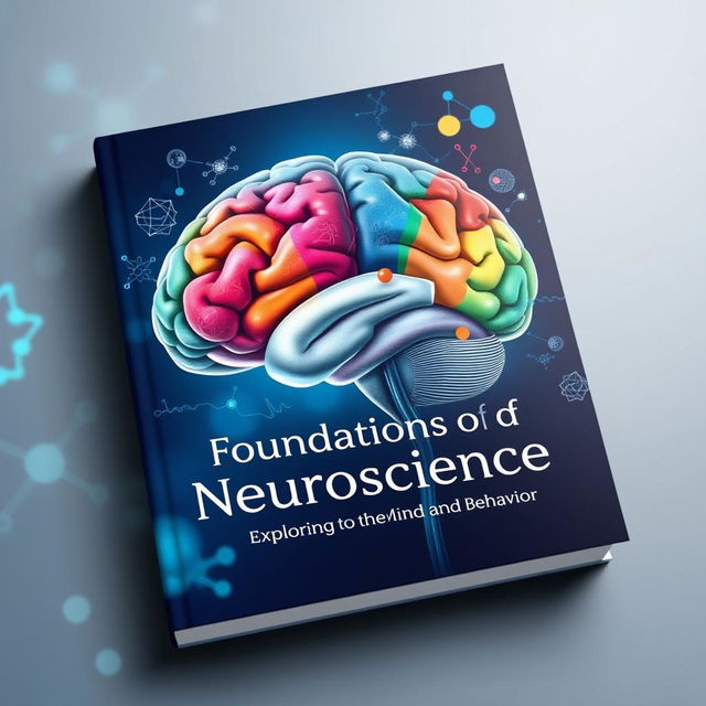 A beautifully designed book cover for a neuroscience textbook titled 'Foundations of Neuroscience'